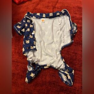 Cozy Navy Dog Print Pet Romper